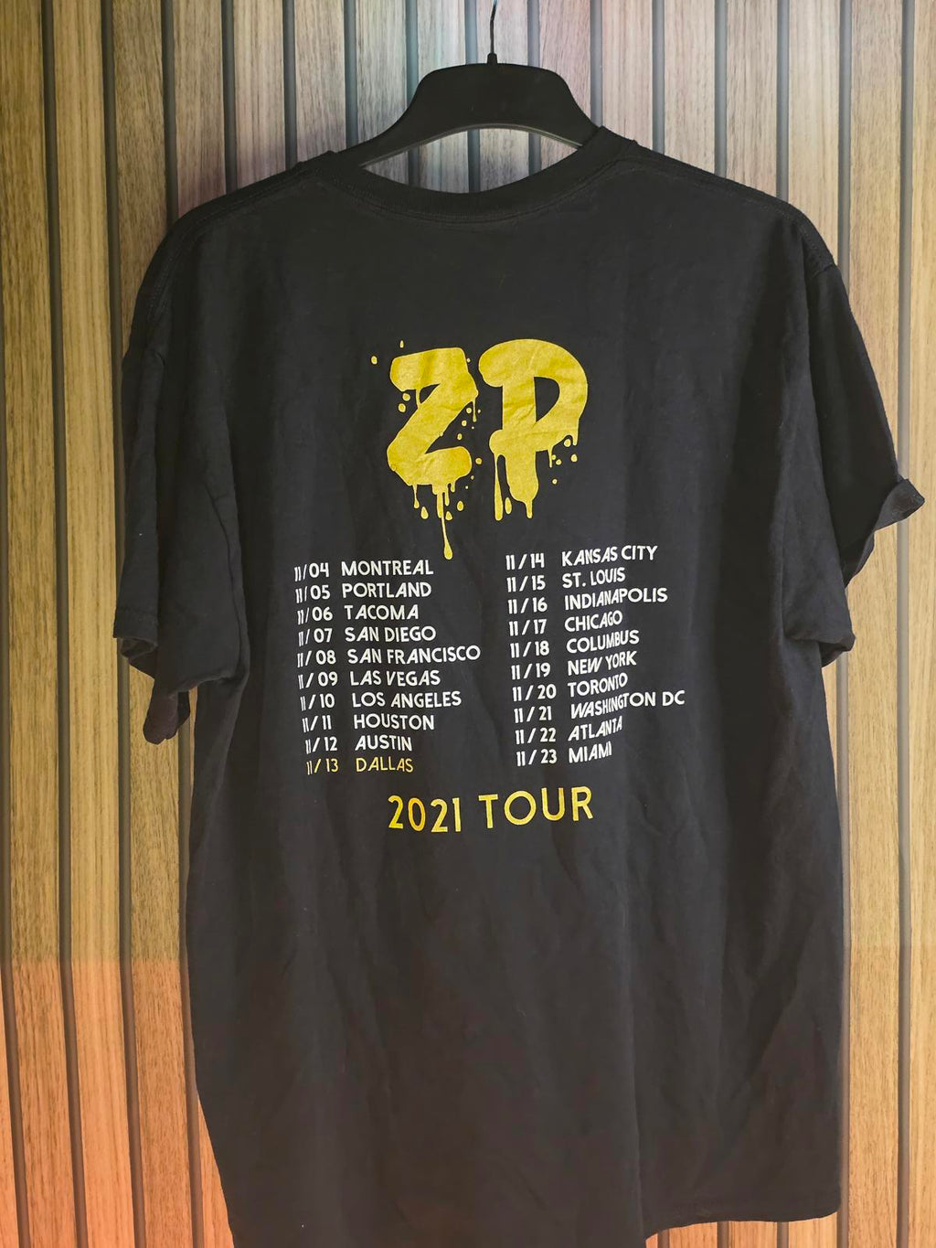 ZP 2021 Tour T-Shirt Black Large Graphic Print