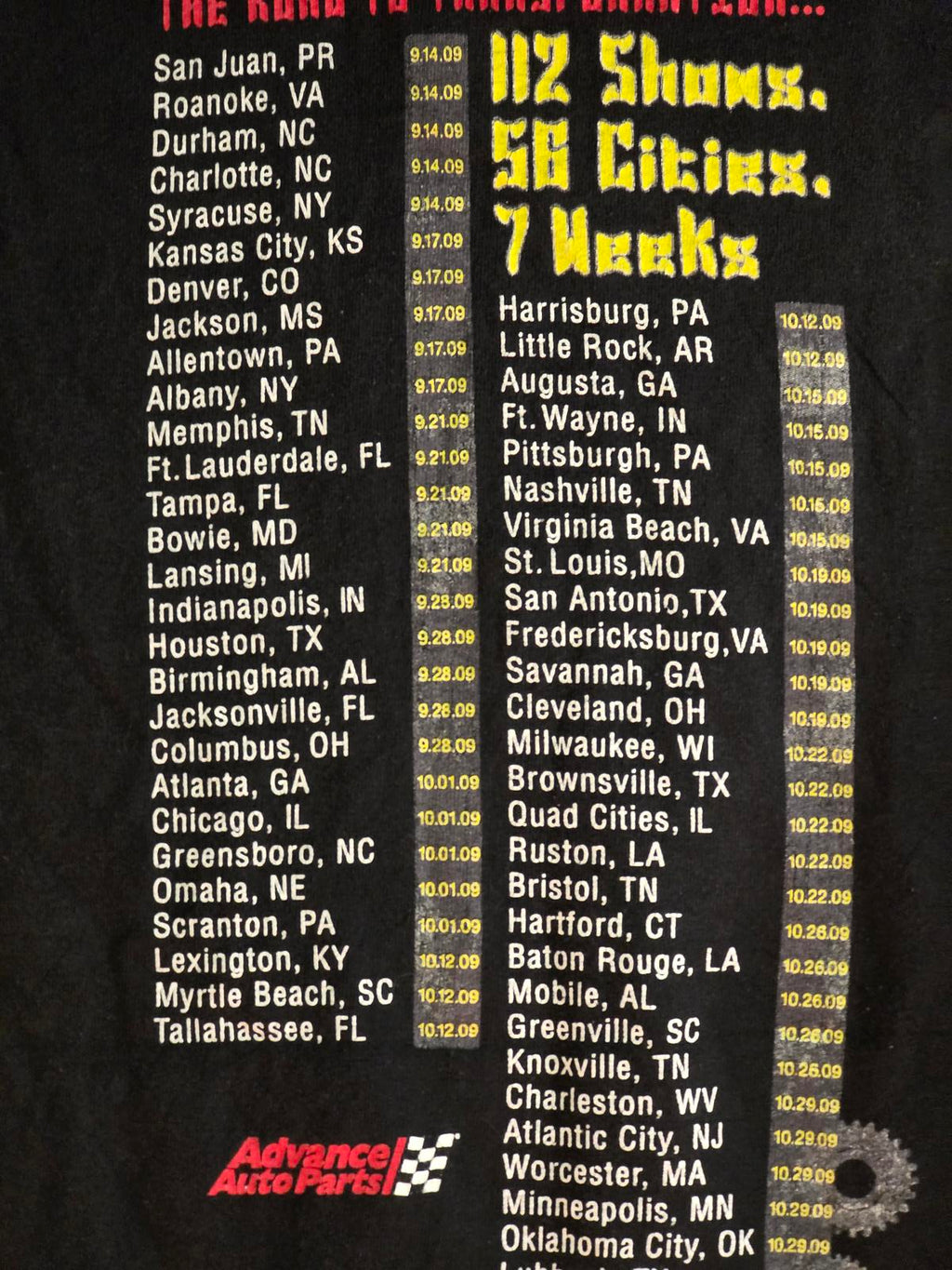 Vintage 2004 Advance Rock 'N' Roles 'N Responsibilities Tour Black T-Shirt XL