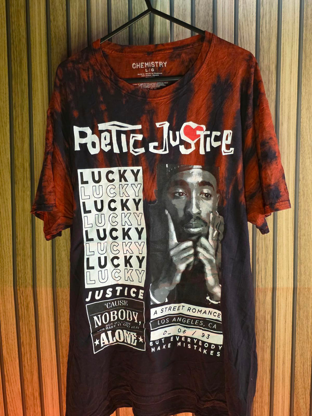 Chemistry Poetic Justice Graphic T-Shirt Tie Dye Black Red L