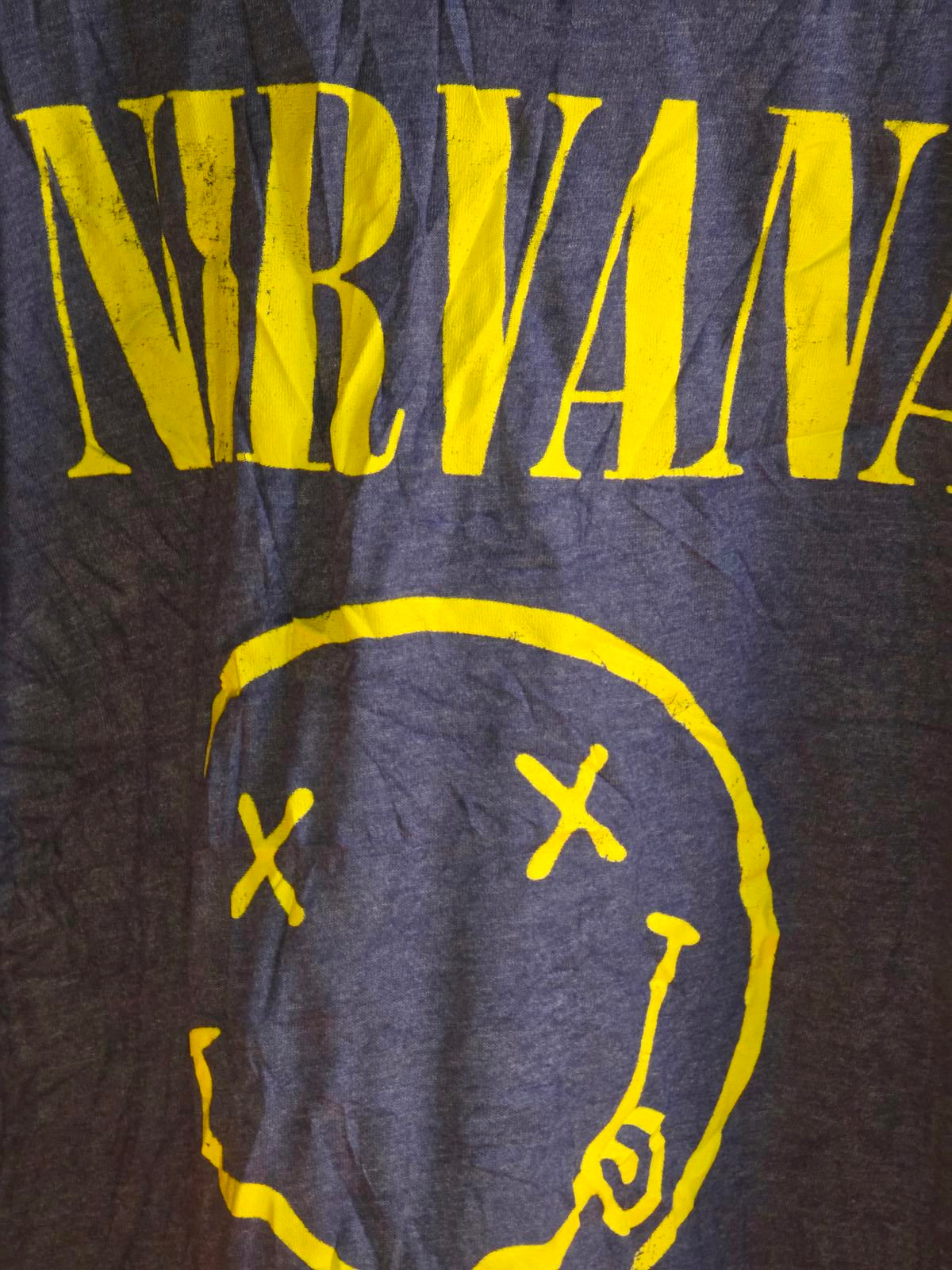 Nirvana Band T-shirt Yellow Logo Blue XXL