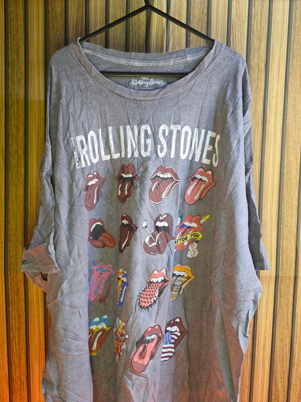 The Rolling Stones Graphic T-Shirt Multi Tongue Logos Grey Youth Large