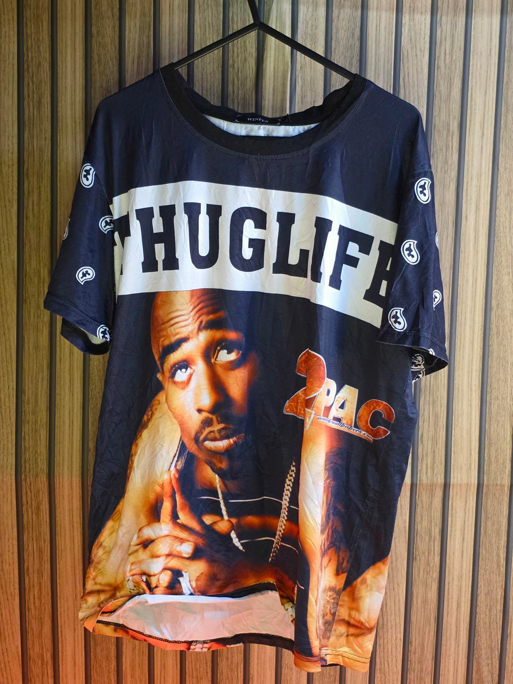 2Pac Thug Life Graphic T-Shirt Black Orange Medium