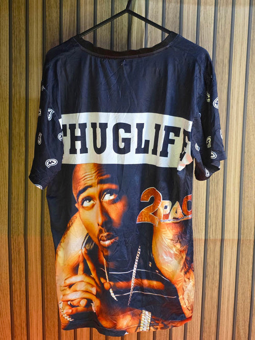 2Pac Thug Life Graphic T-Shirt Black Orange Medium