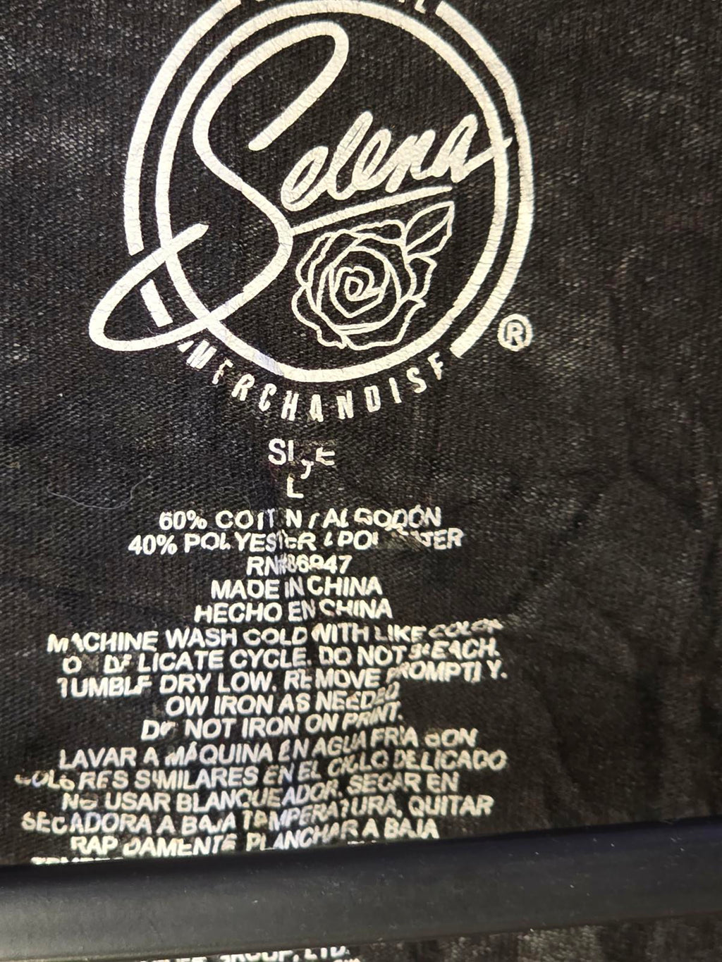Selena Como La Flor 92 Tour Graphic T-Shirt Black Large
