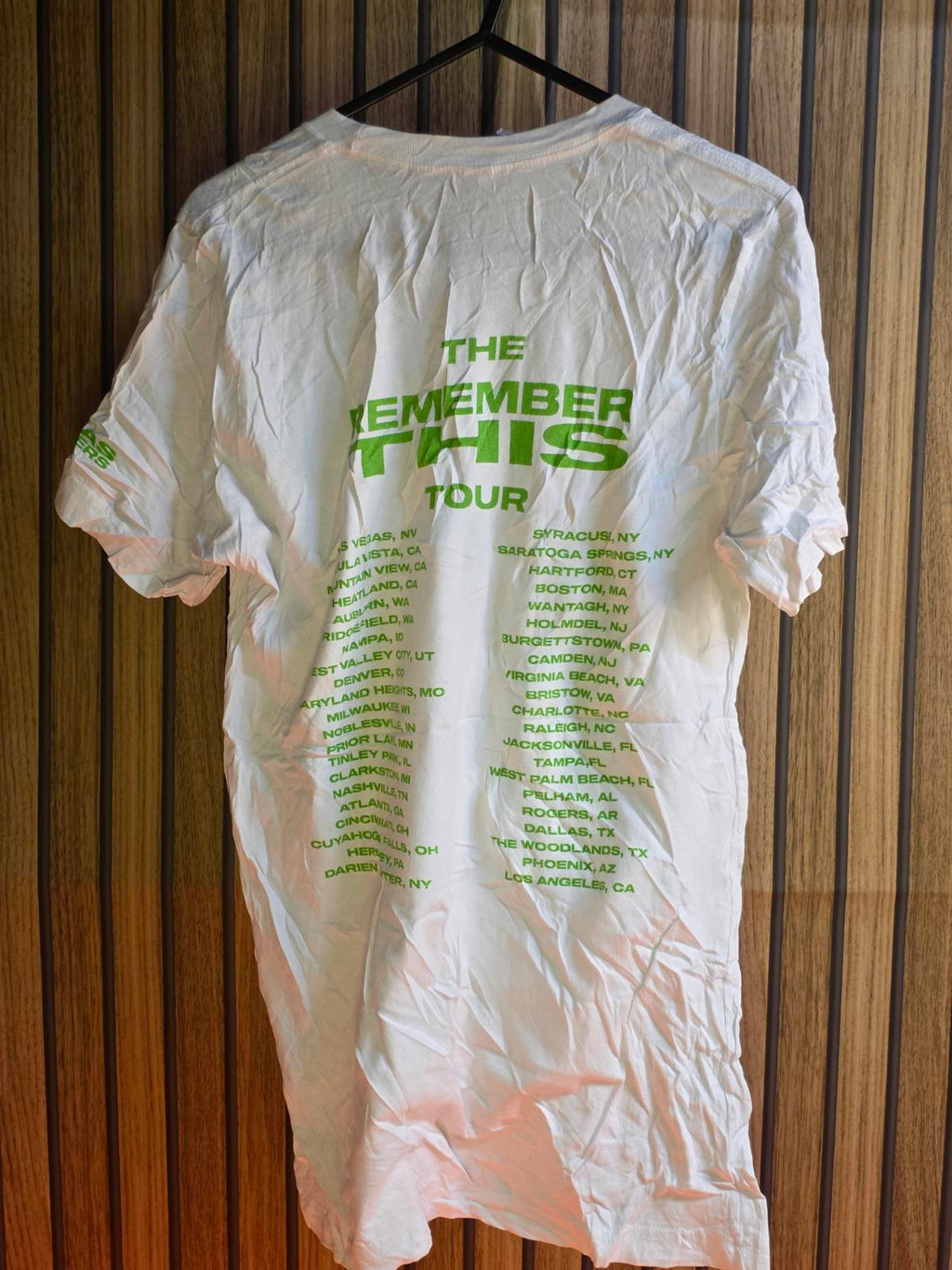 Band Tour T-Shirt The Remember This Tour Green Print White Small
