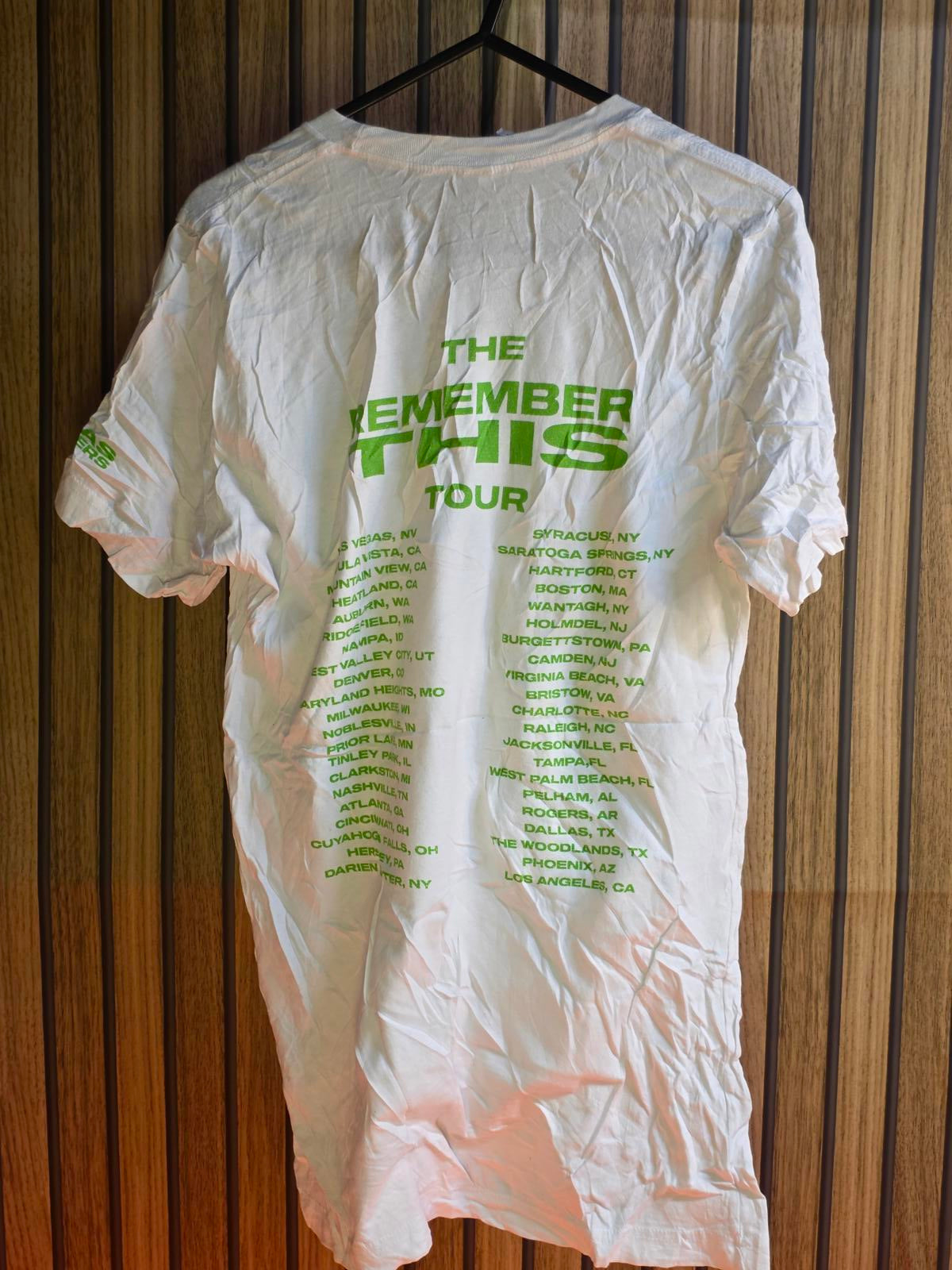 Band Tour T-Shirt The Remember This Tour Green Print White Small