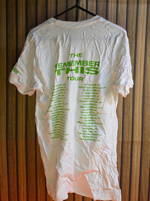Band Tour T-Shirt The Remember This Tour Green Print White Small