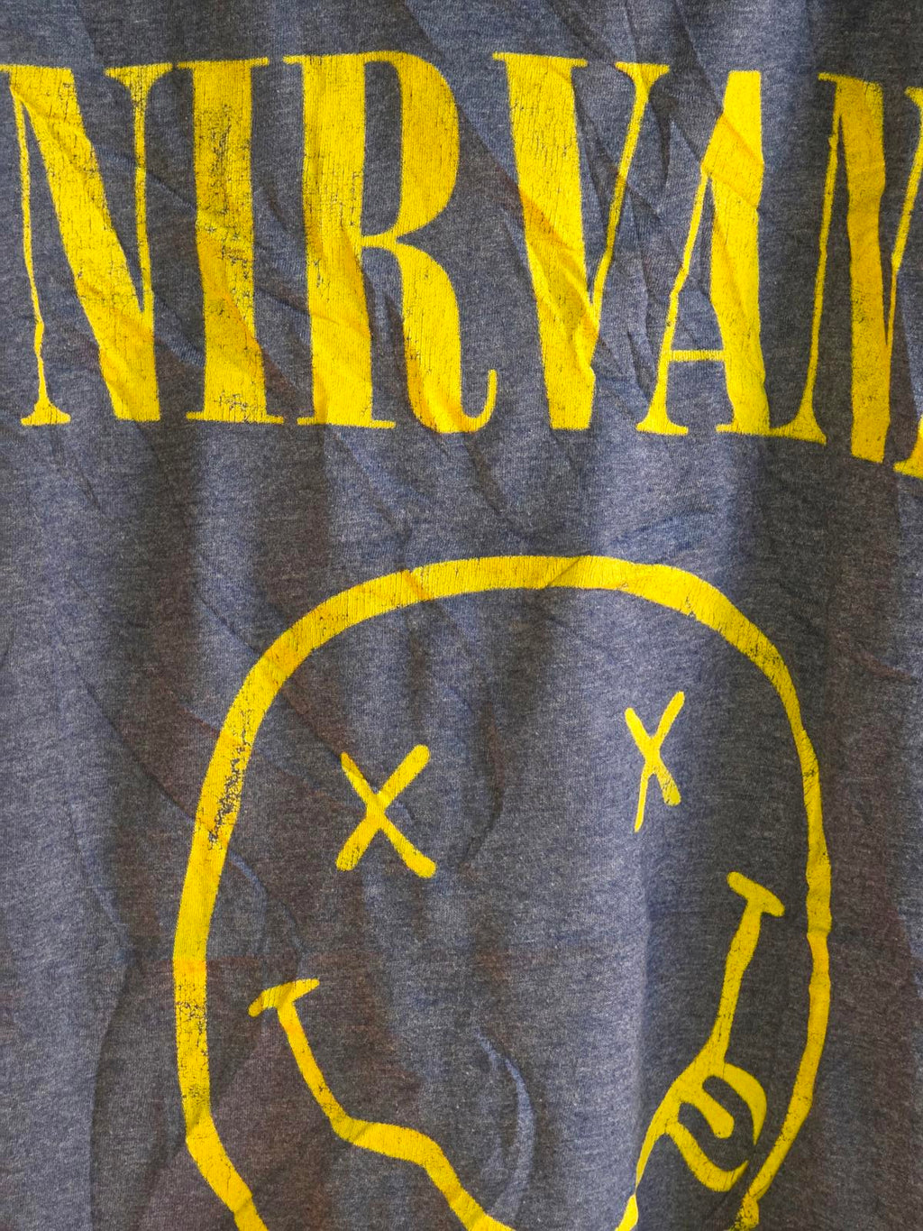 Nirvana Graphic T-shirt Yellow Print Blue Medium
