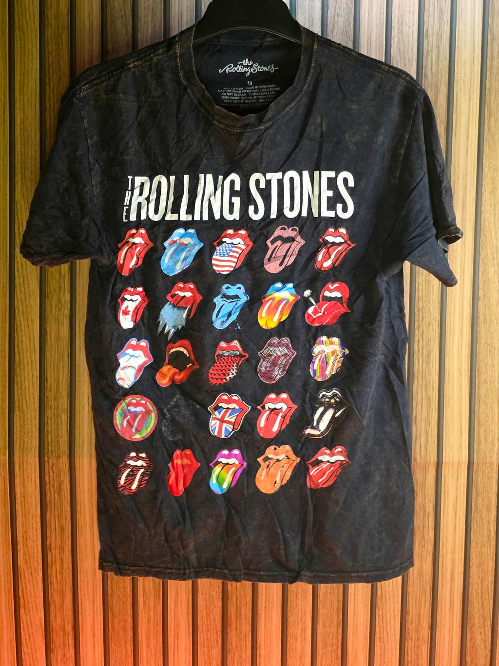 The Rolling Stones T-Shirt Multiple Tongue Logos Black Medium