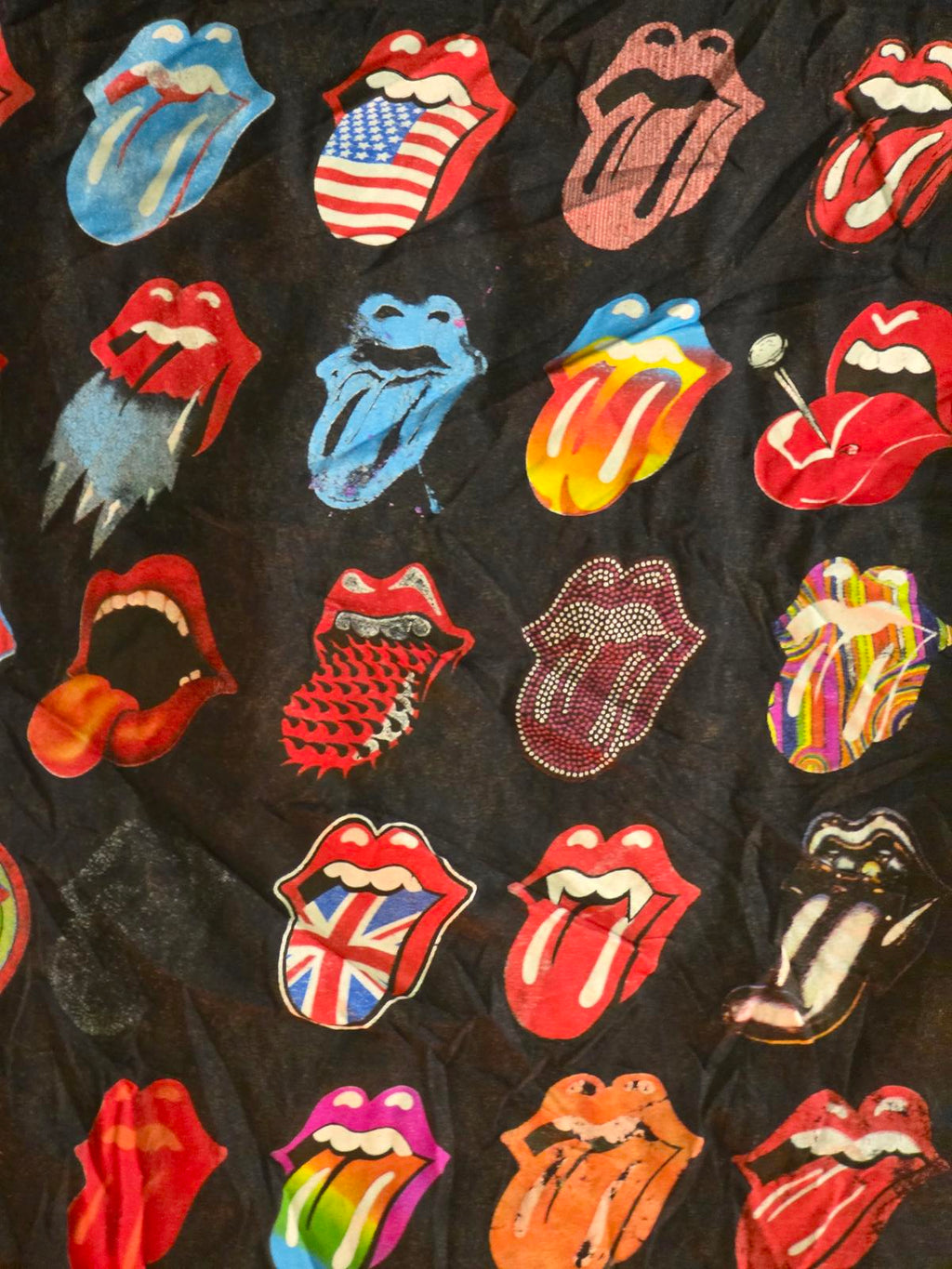 The Rolling Stones T-Shirt Multiple Tongue Logos Black Medium