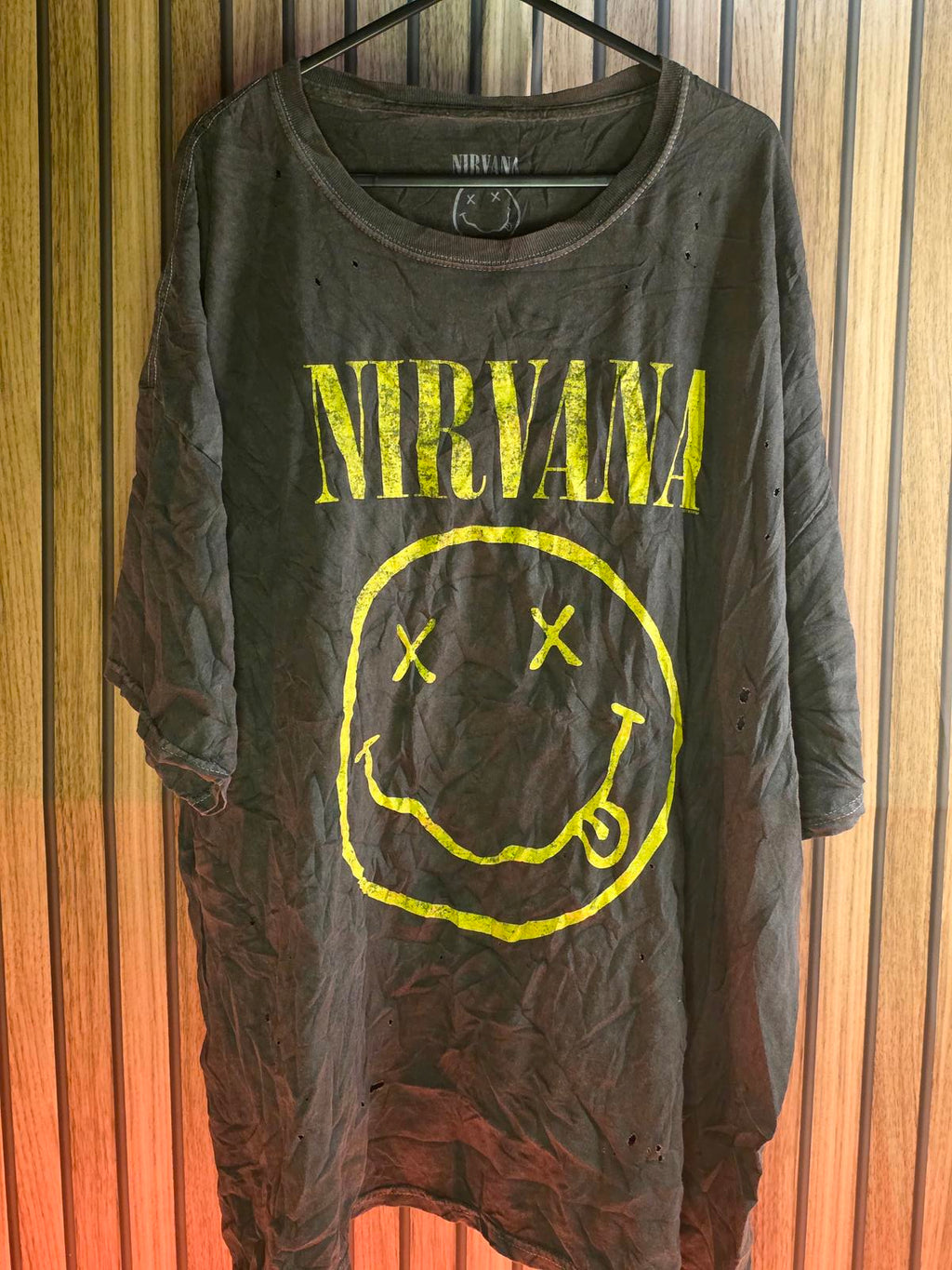 Nirvana Smiley Face Band T-shirt Distressed Grey One Size