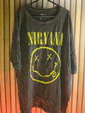 Nirvana Smiley Face Band T-shirt Distressed Grey One Size
