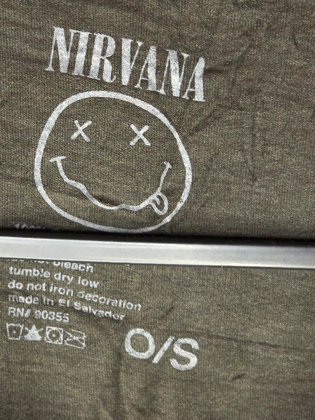 Nirvana Smiley Face Band T-shirt Distressed Grey One Size