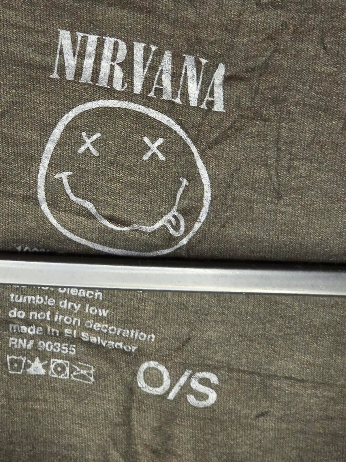 Nirvana Smiley Face Band T-shirt Distressed Grey One Size