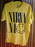 Nirvana Yellow Band T-Shirt Smiley Face Logo Large