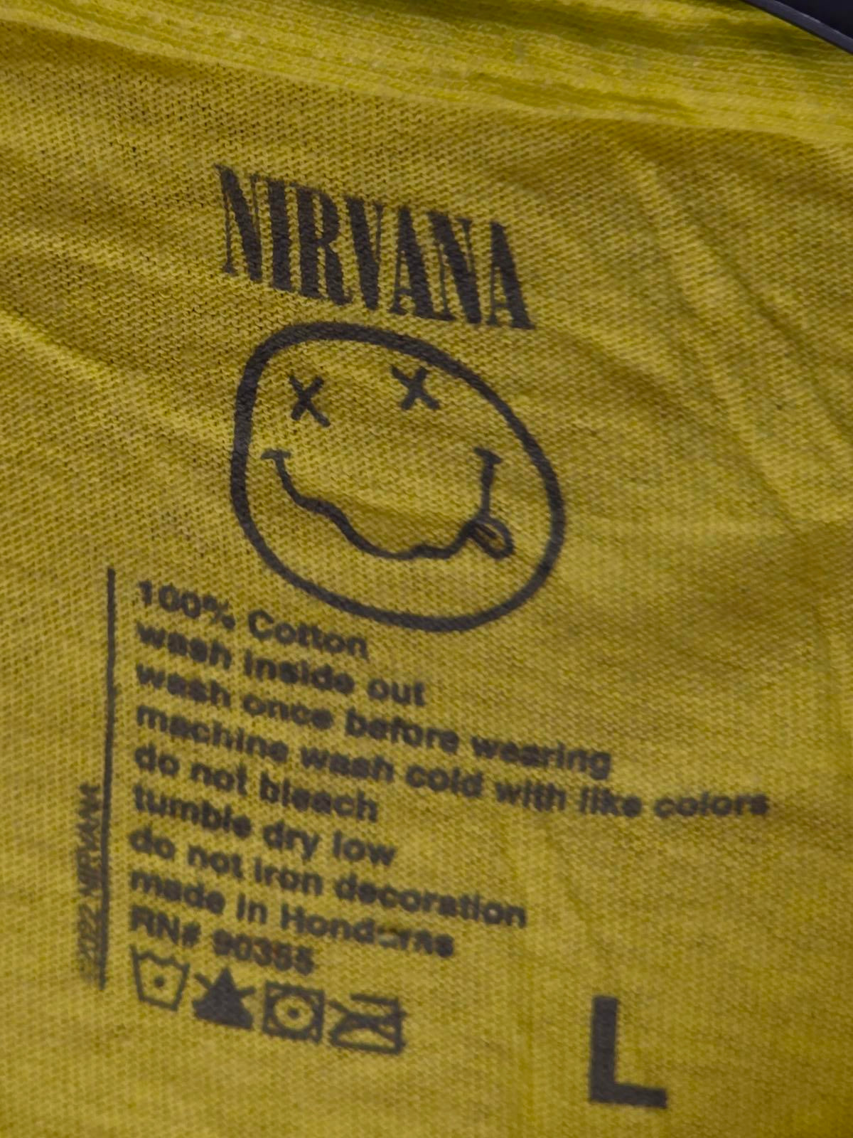 Nirvana Yellow Band T-Shirt Smiley Face Logo Large