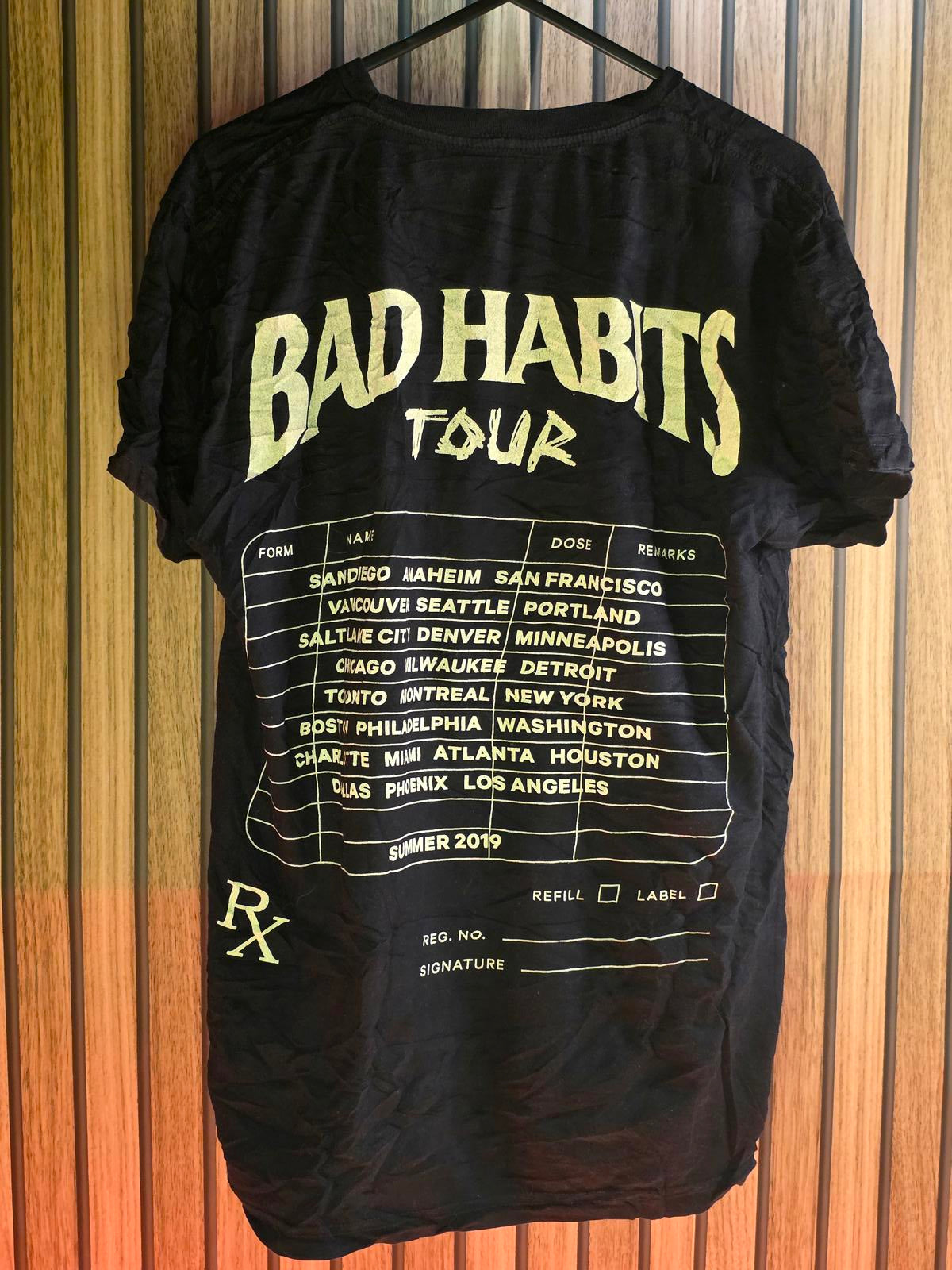 Bad Habits Tour T-shirt Black Orange Size M