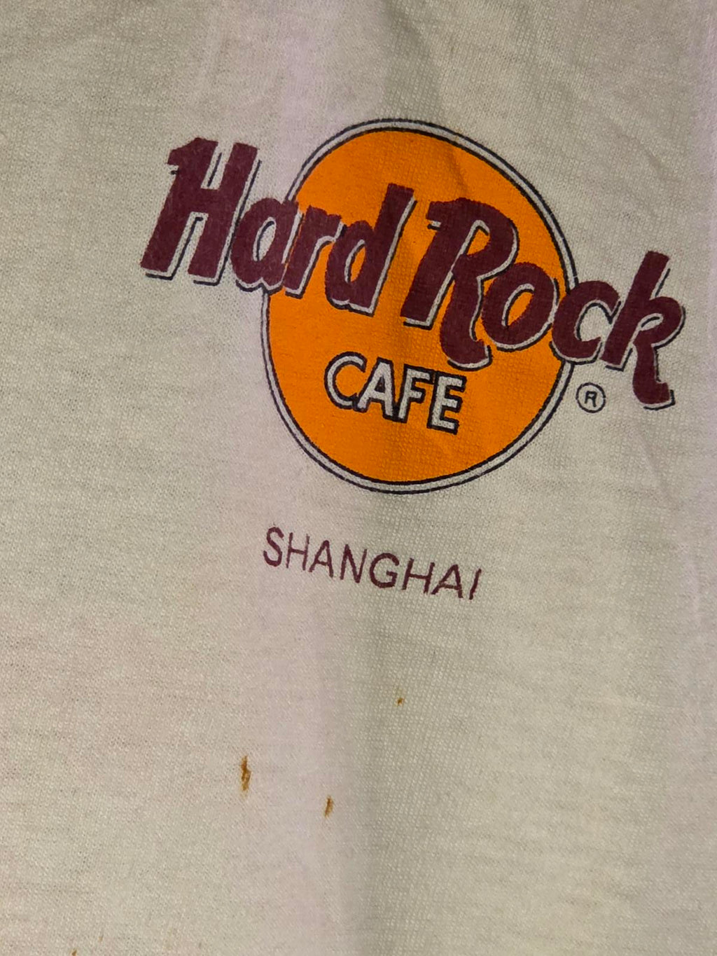 Hard Rock Cafe Shanghai Graphic T-Shirt Beige Orange Medium