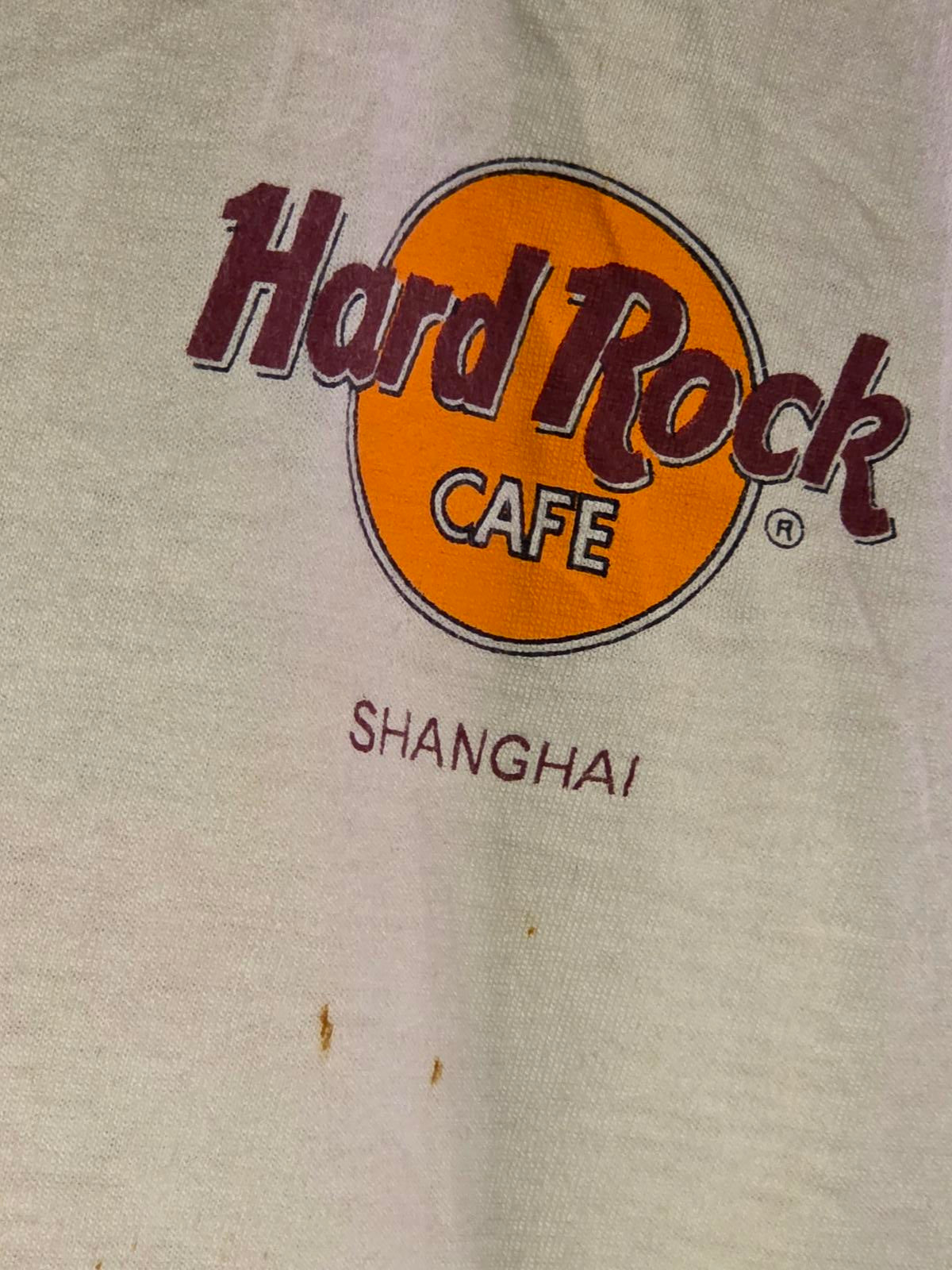 Hard Rock Cafe Shanghai Graphic T-Shirt Beige Orange Medium