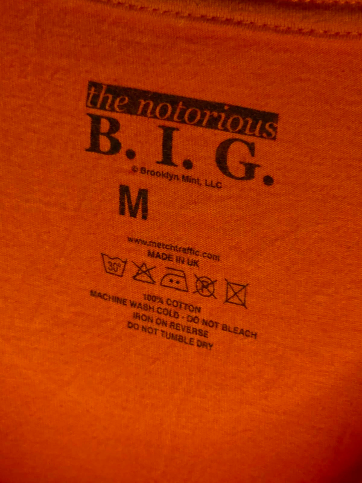 The Notorious B.I.G. Biggie Graphic T-Shirt Orange Medium