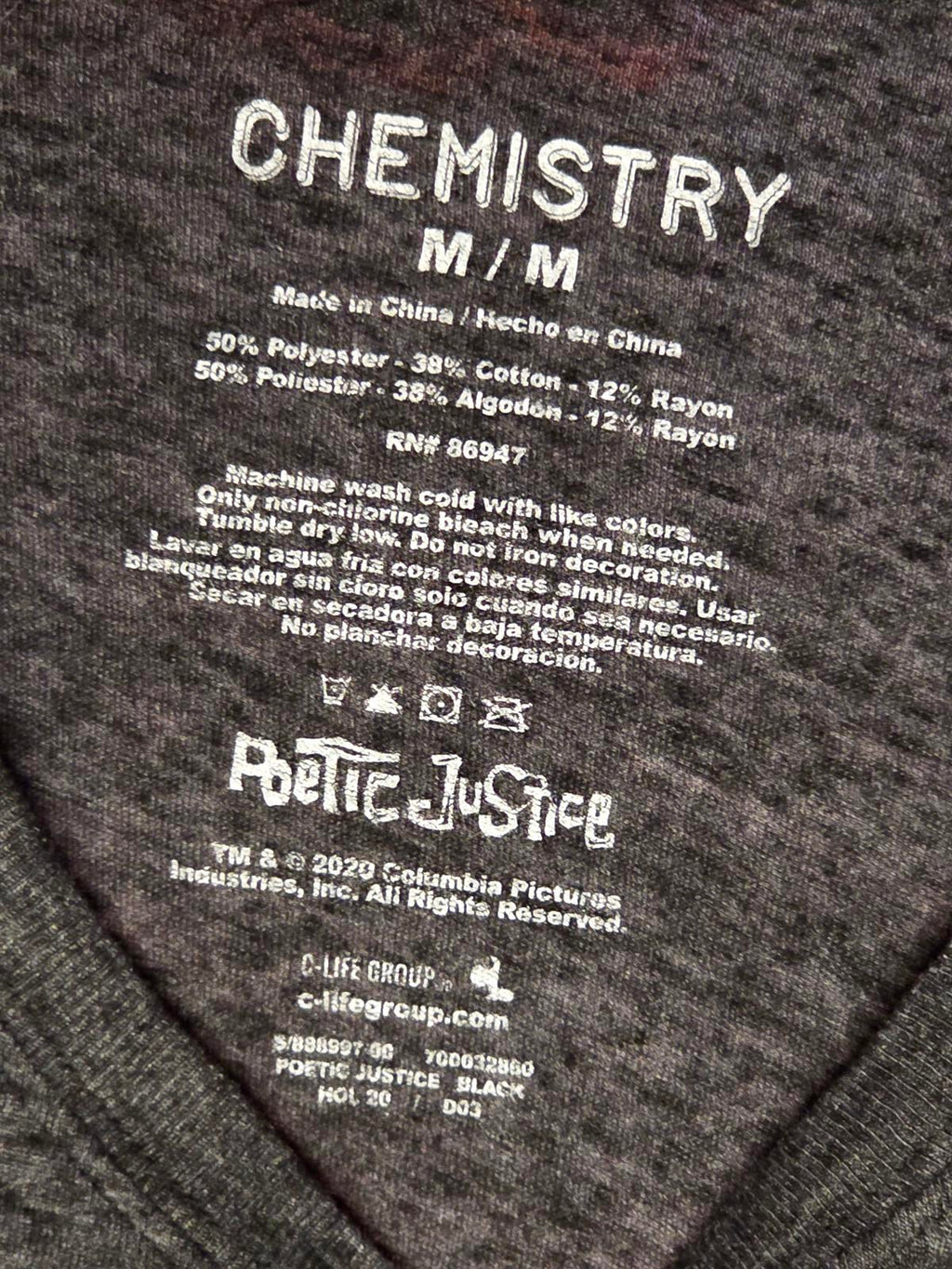 Chemistry Tupac Poetic Justice Graphic T-Shirt Black Medium