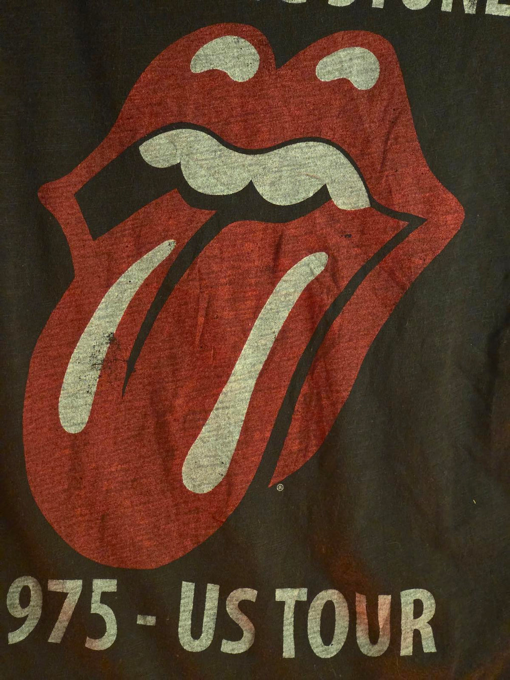 The Rolling Stones 1975 US Tour Graphic T-Shirt Black Medium