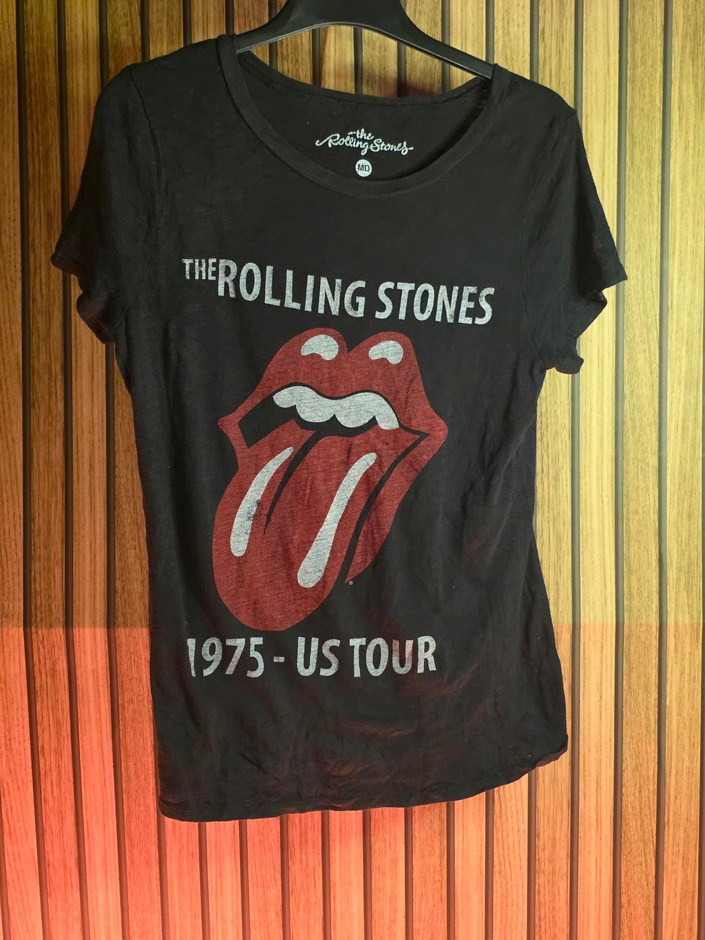 The Rolling Stones 1975 US Tour Graphic T-Shirt Black Medium