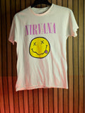 Nirvana Smiley Face Graphic T-Shirt White Size Youth Large