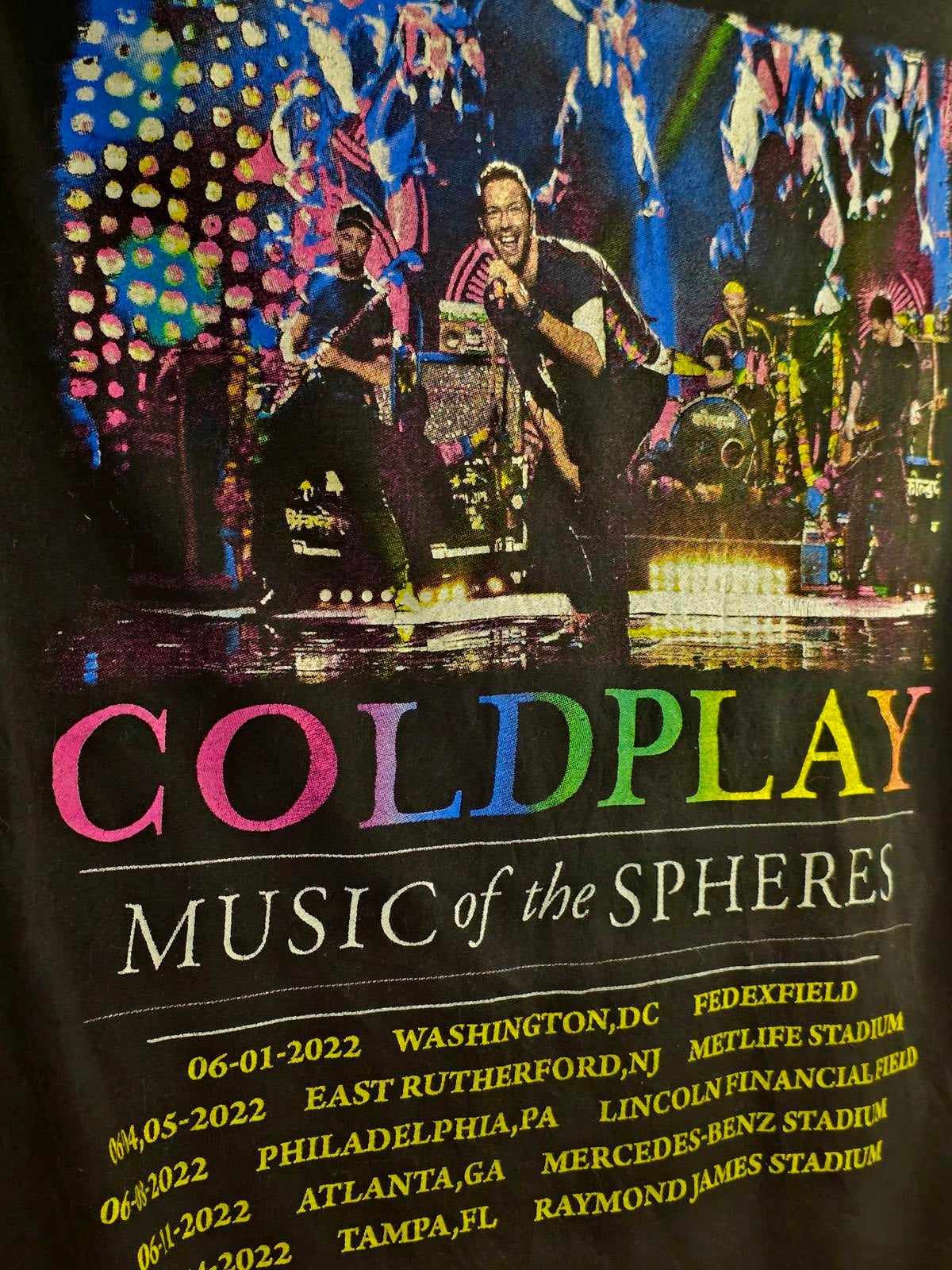 Coldplay Music of the Spheres Tour T-shirt Black Size Small