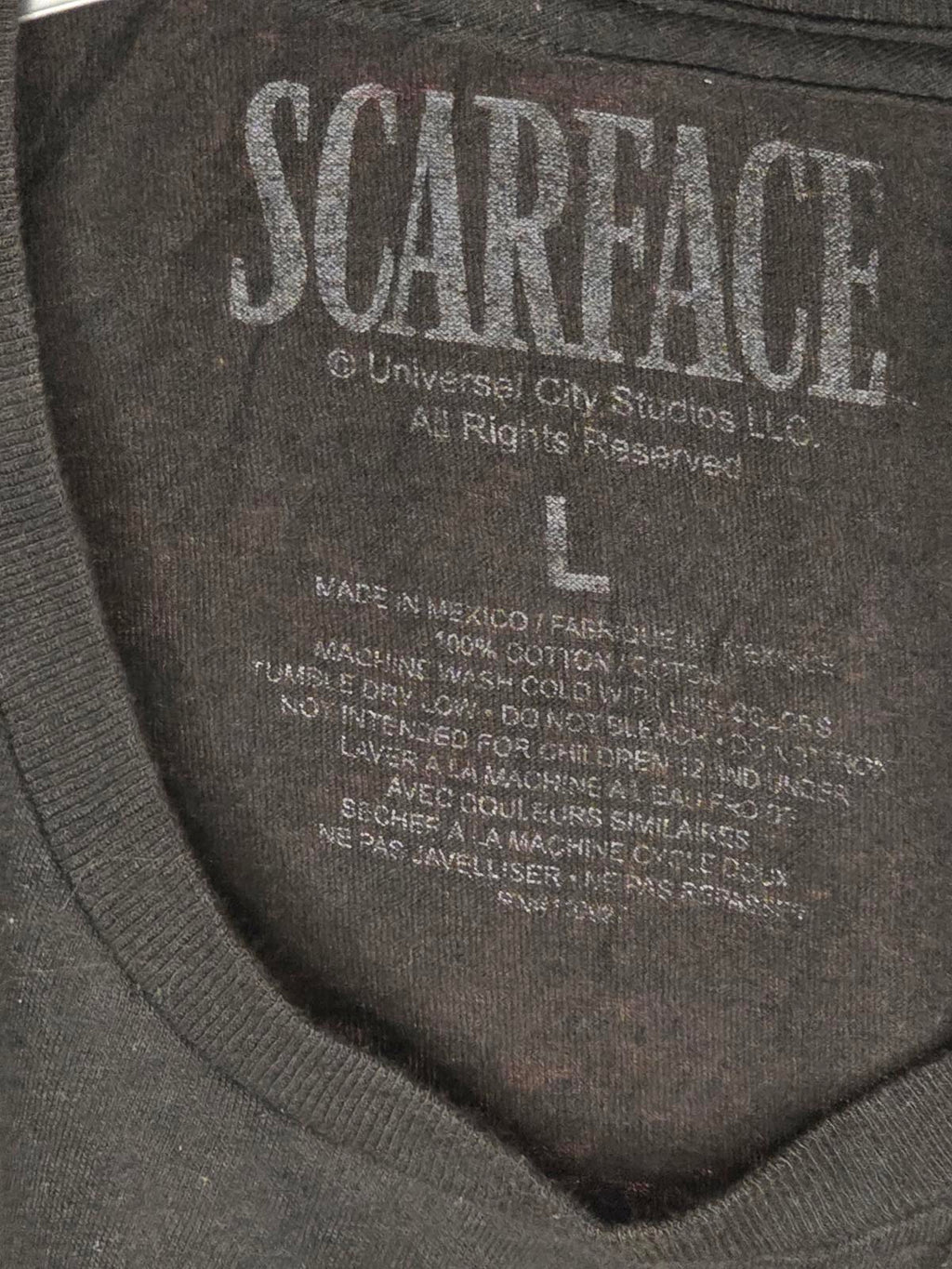 Scarface Movie T-Shirt Black Size Large Graphic Print