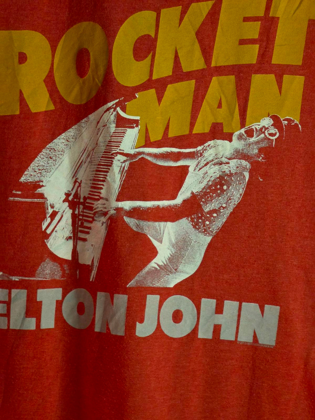 E Elton John Rocket Man Graphic T-Shirt Orange Large
