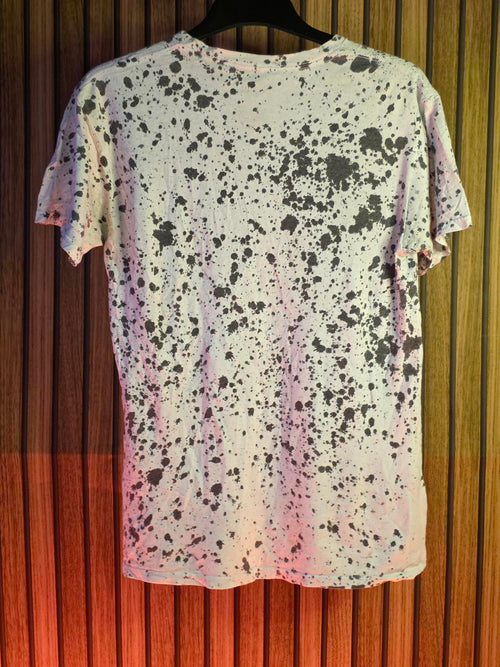 AC/DC Band T-Shirt Splatter Print Black White Unisex Small