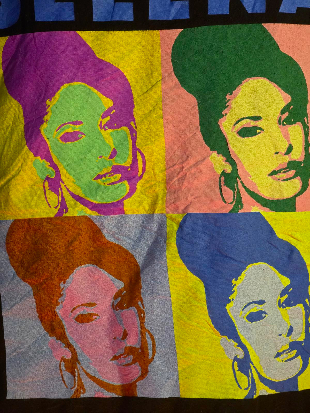Selena Graphic T-Shirt Colourful Pop Art Design Black XL