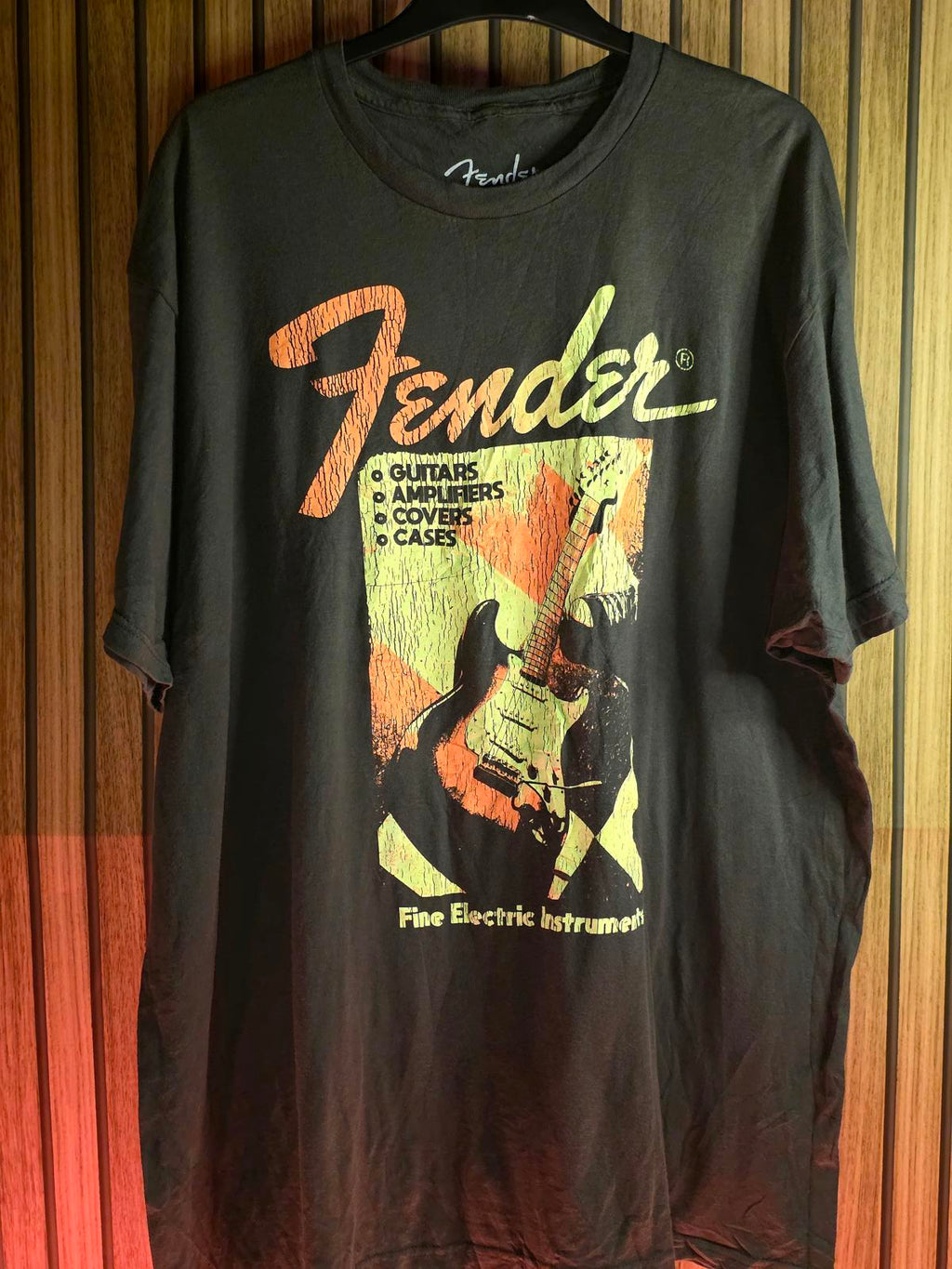Fender Men's Graphic T-Shirt Electric Guitar Print Black XXL