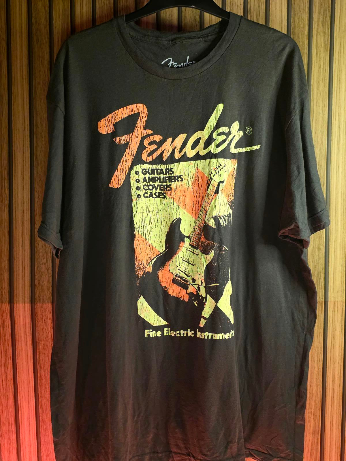 Fender Men's Graphic T-Shirt Electric Guitar Print Black XXL