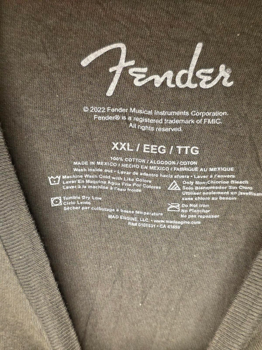 Fender Men's Graphic T-Shirt Electric Guitar Print Black XXL
