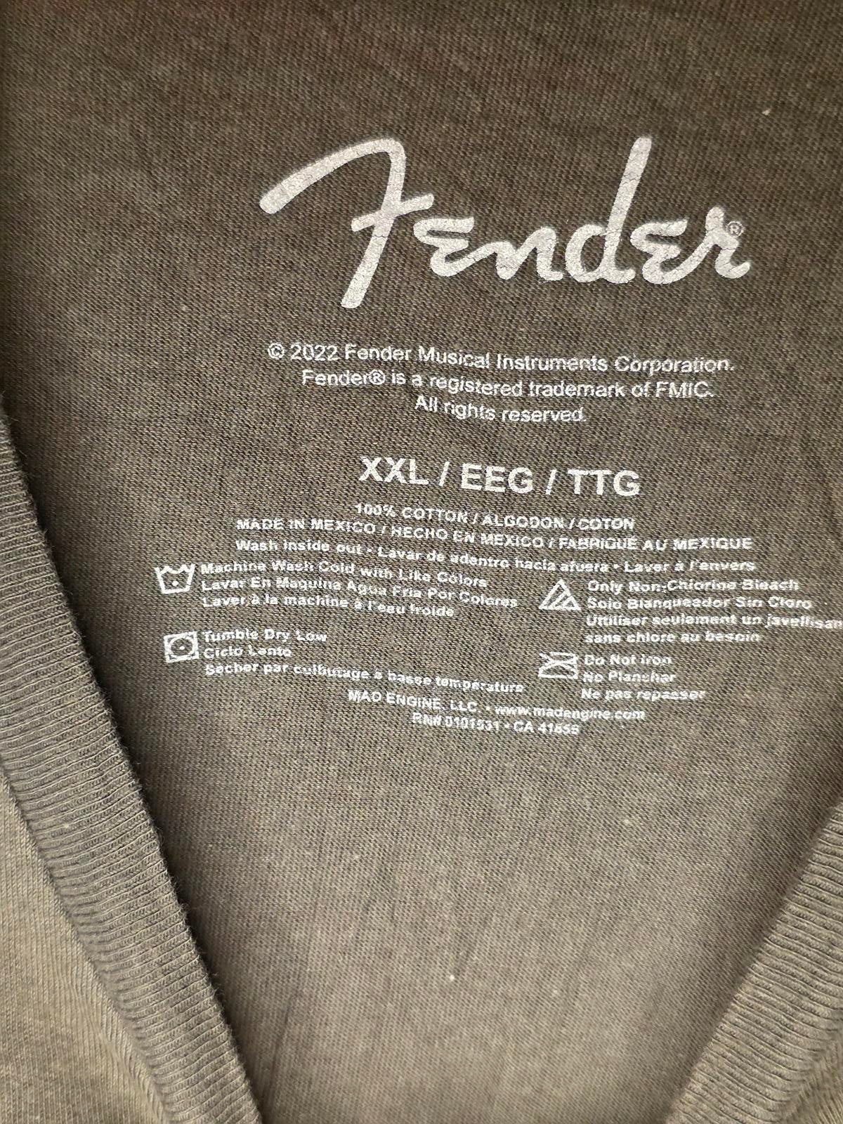 Fender Men's Graphic T-Shirt Electric Guitar Print Black XXL