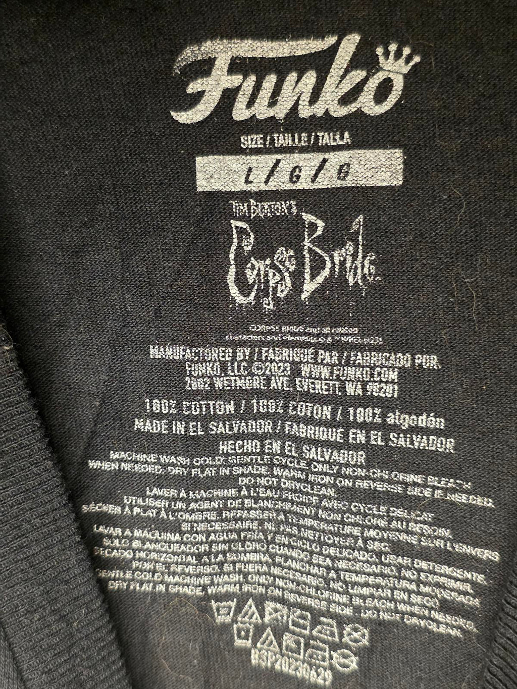 Funko Men's Corpse Bride Graphic T-Shirt Black Size L