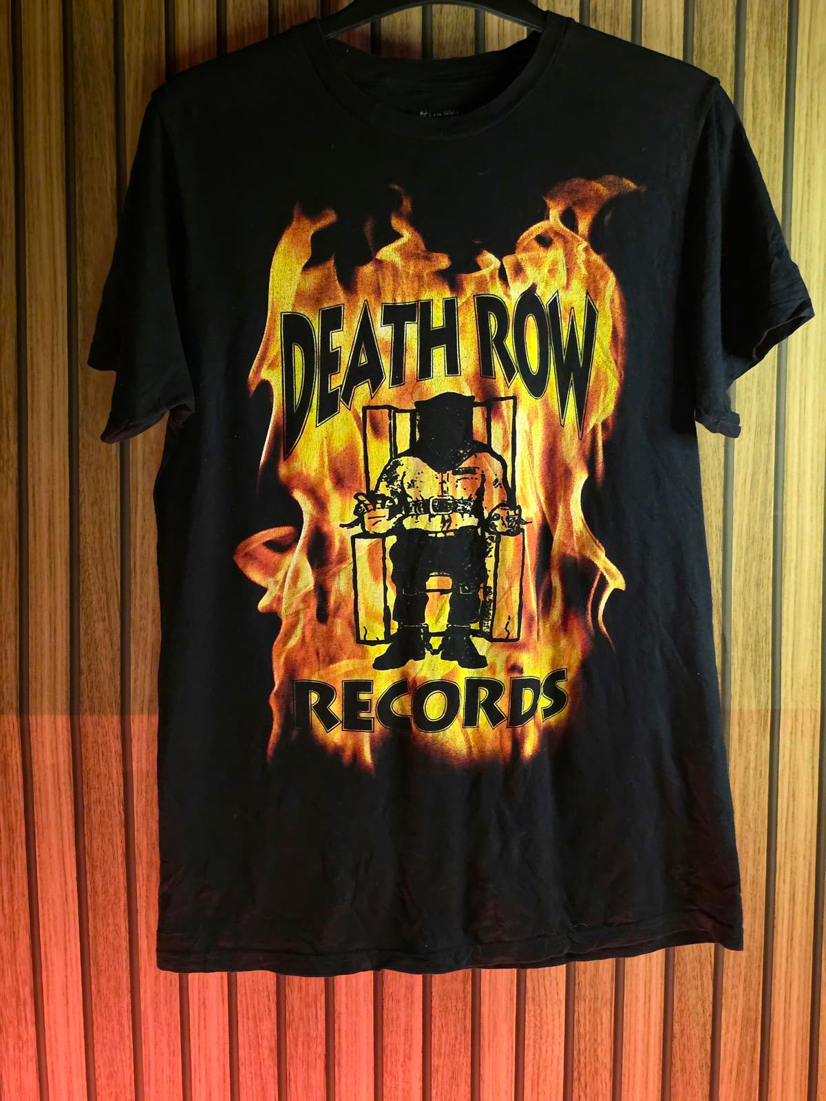 Death Row Records T-Shirt Electric Chair Graphic Black Size S
