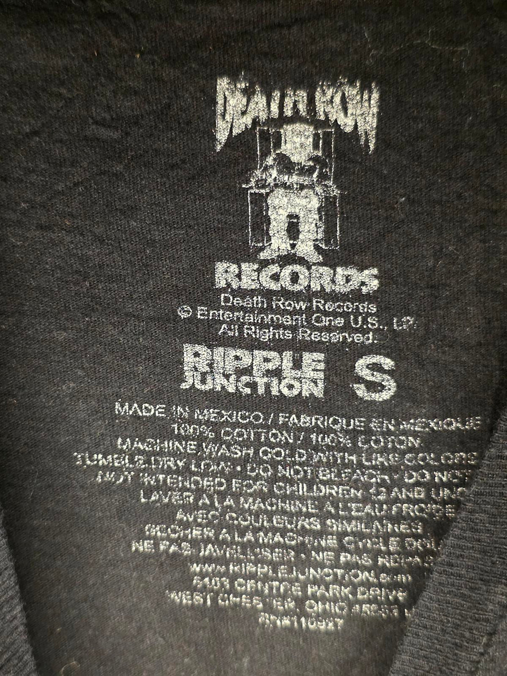 Death Row Records T-Shirt Electric Chair Graphic Black Size S