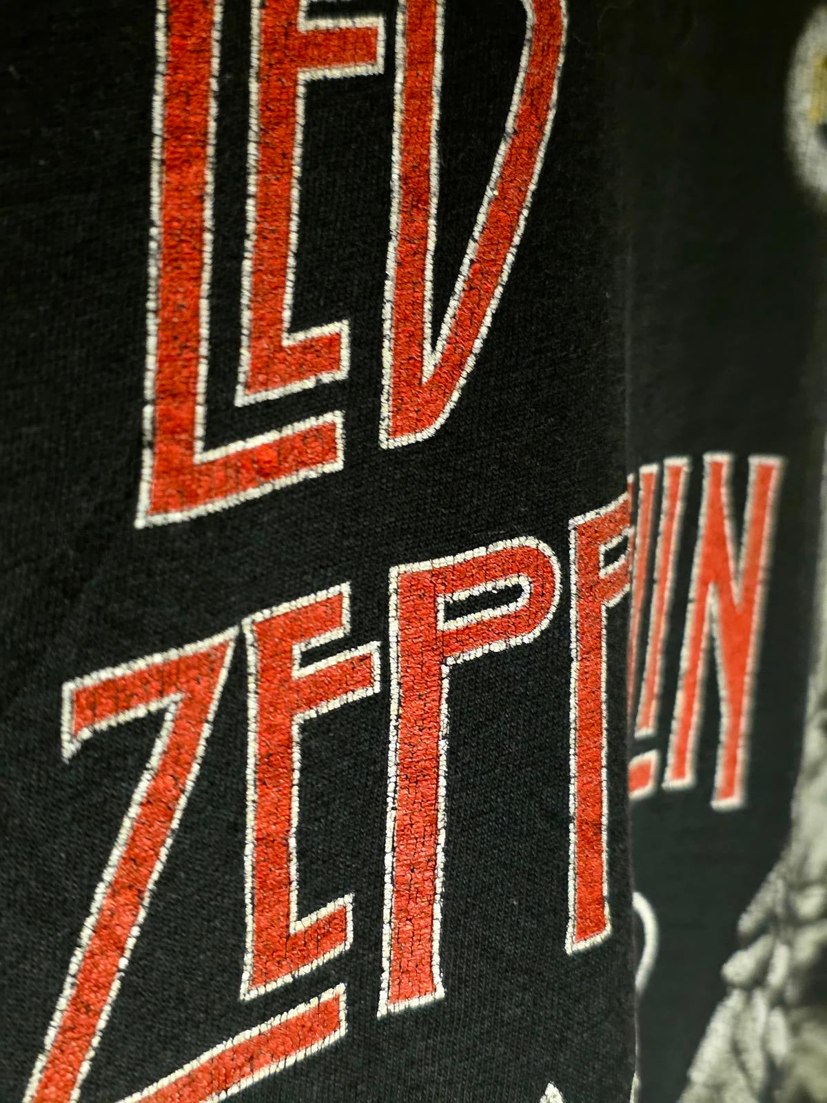 Vintage 1990s Led Zeppelin M&O Knits Rock Music Graphic Band T-Shirt Small