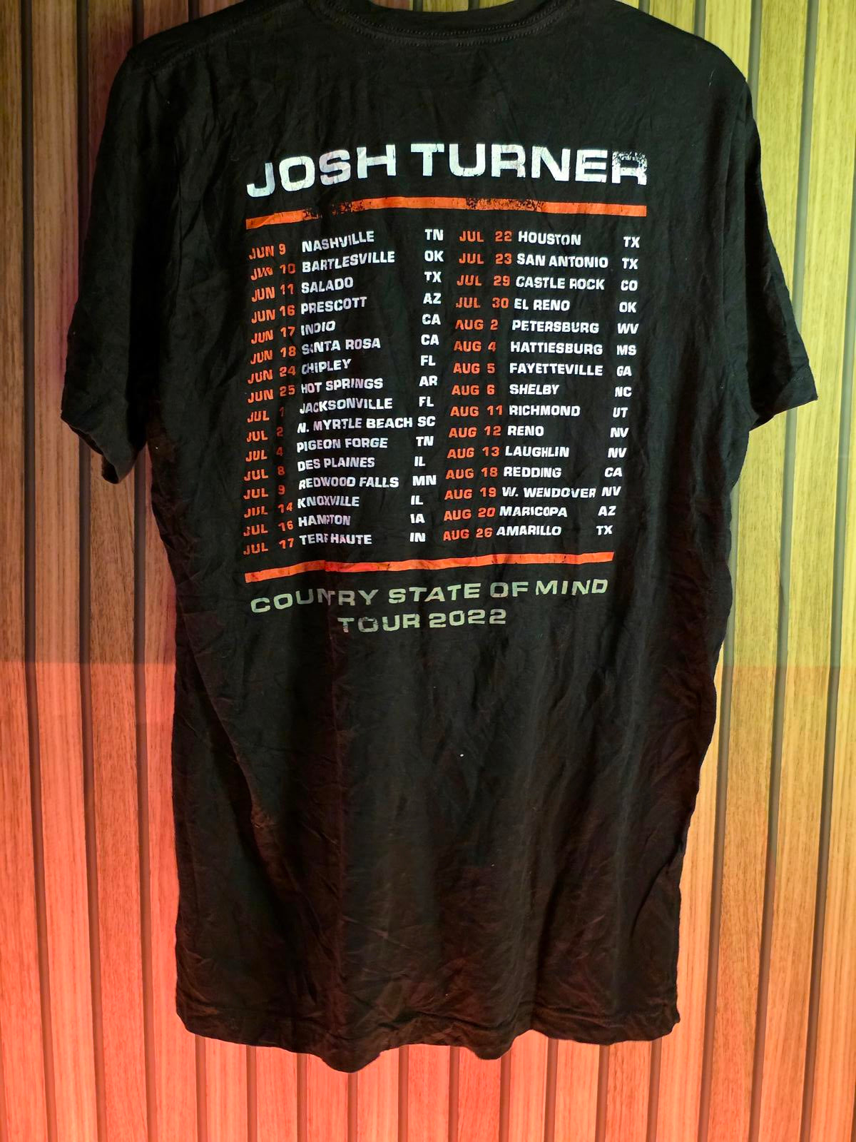 Josh Turner Country State of Mind Tour 2022 Black Cotton T-Shirt Large
