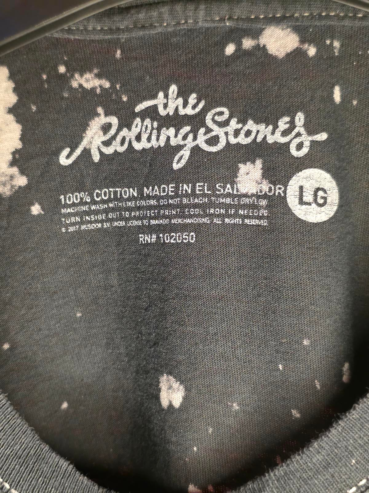 The Rolling Stones T-shirt Tongue Logo Black Bleach Effect Large