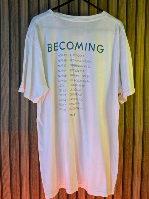 Becoming Michelle Obama Graphic T-Shirt White Large Cotton USA