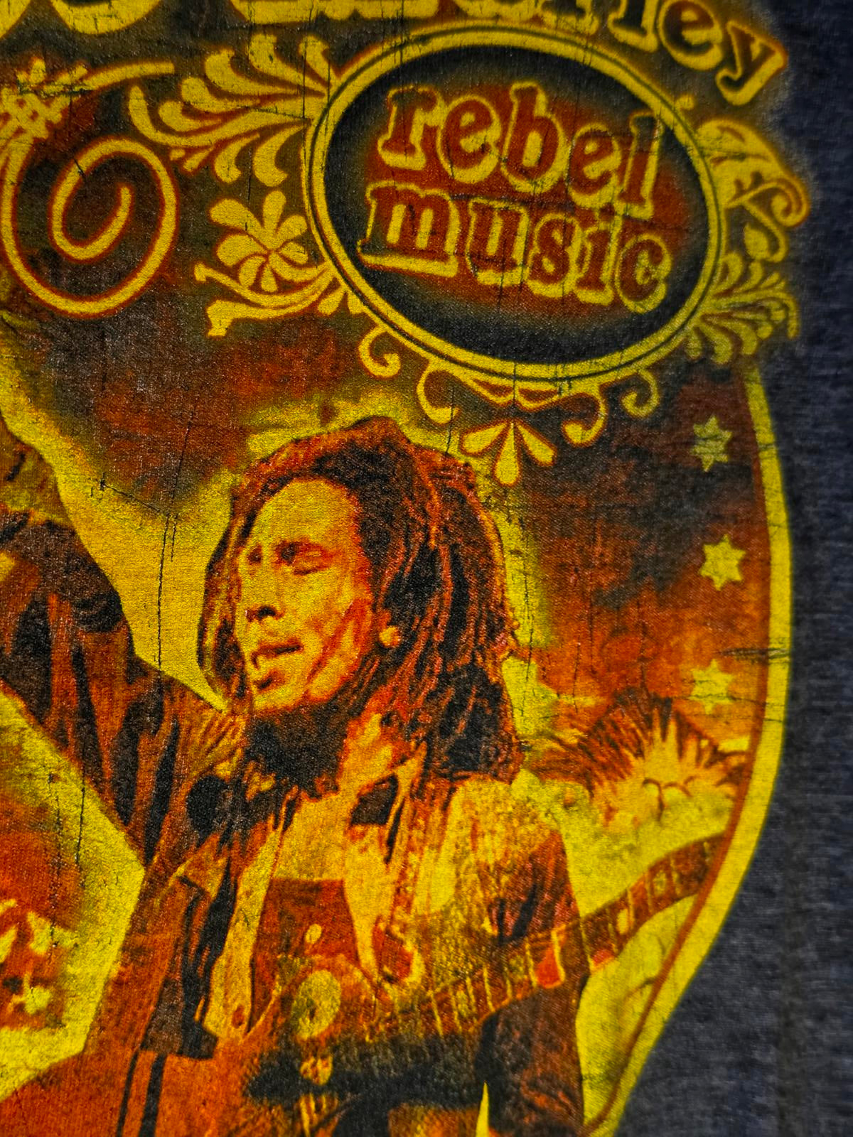 Zion Vintage Bob Marley Rebel Music Long Sleeve T-Shirt Dark Blue Small