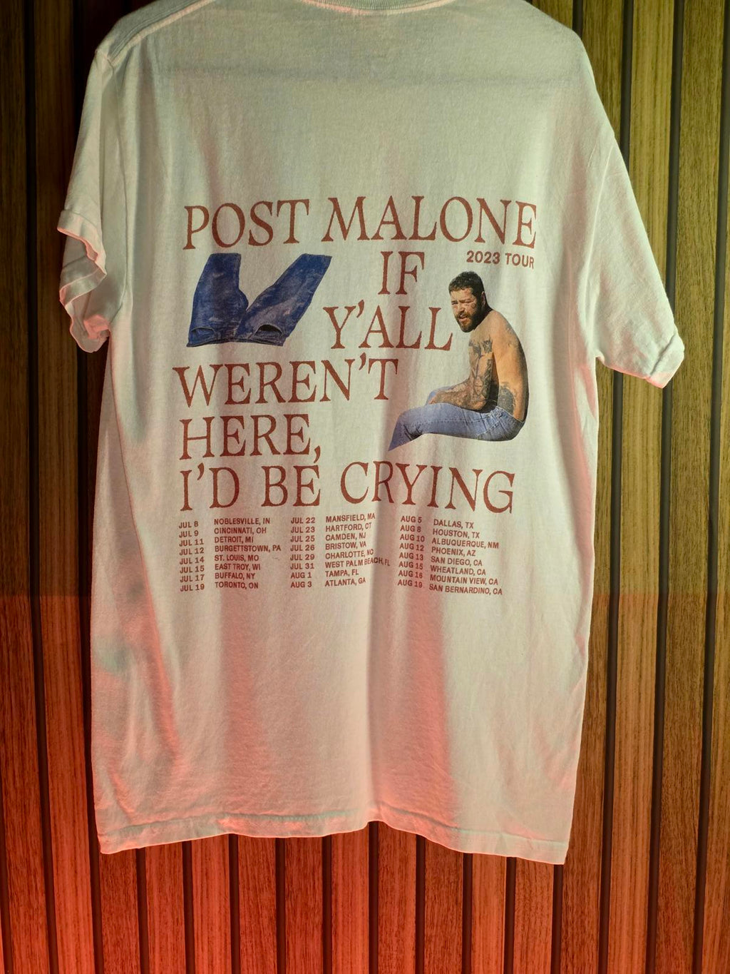Post Malone Tour T-shirt 2023 Graphic Print White Small