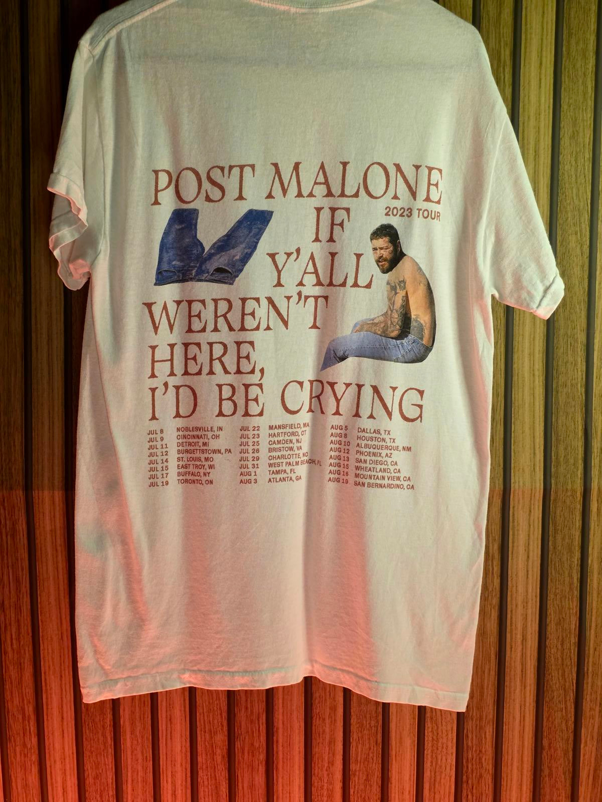 Post Malone Tour T-shirt 2023 Graphic Print White Small