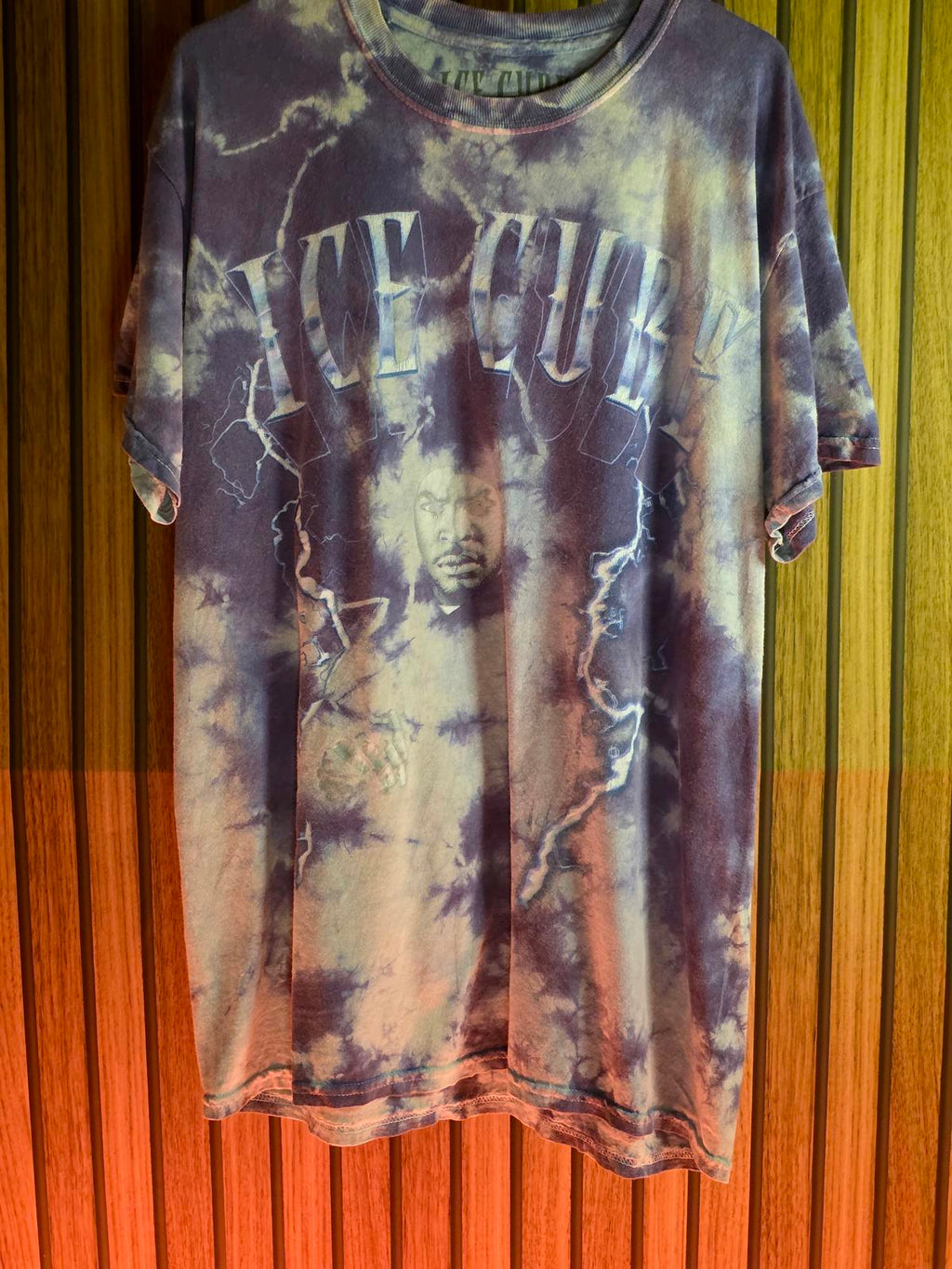 Ice Cube Tie-Dye Graphic T-Shirt Purple Cream Medium