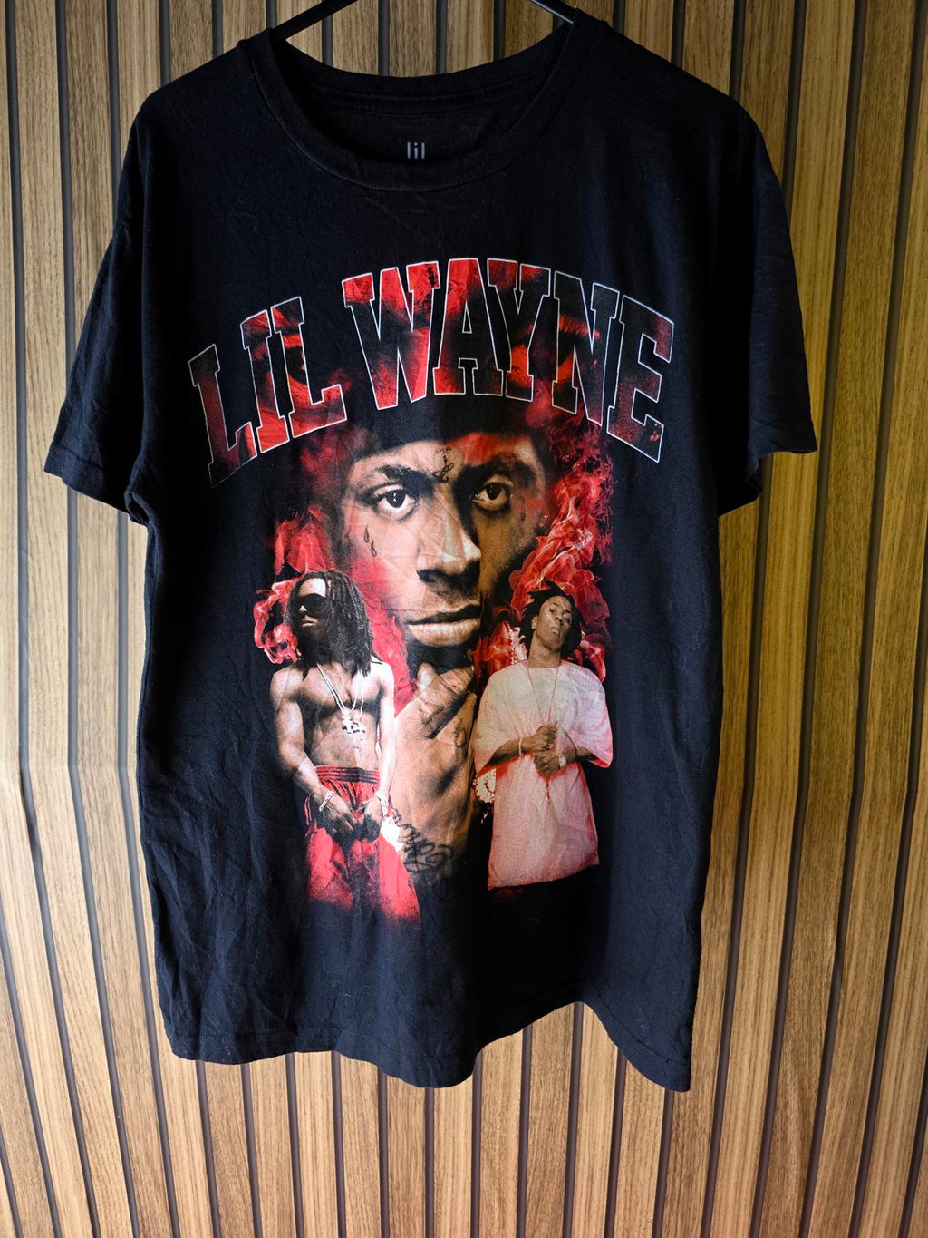 Lil Wayne Graphic T-Shirt Black Large Cotton Polyester