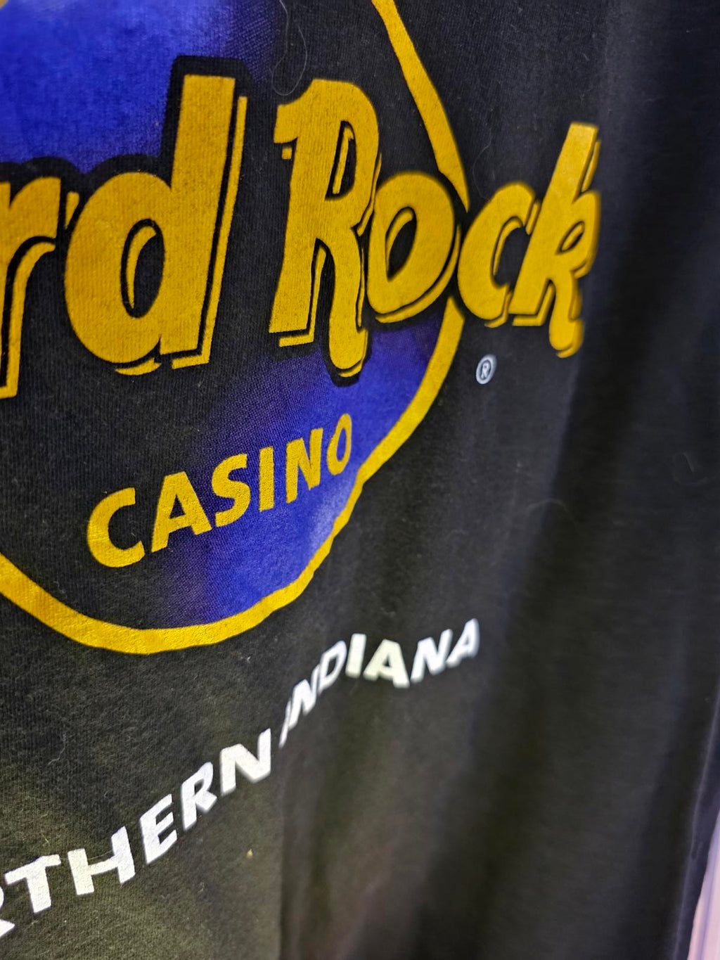 Hard Rock Casino Northern Indiana Black Cotton T-Shirt Large